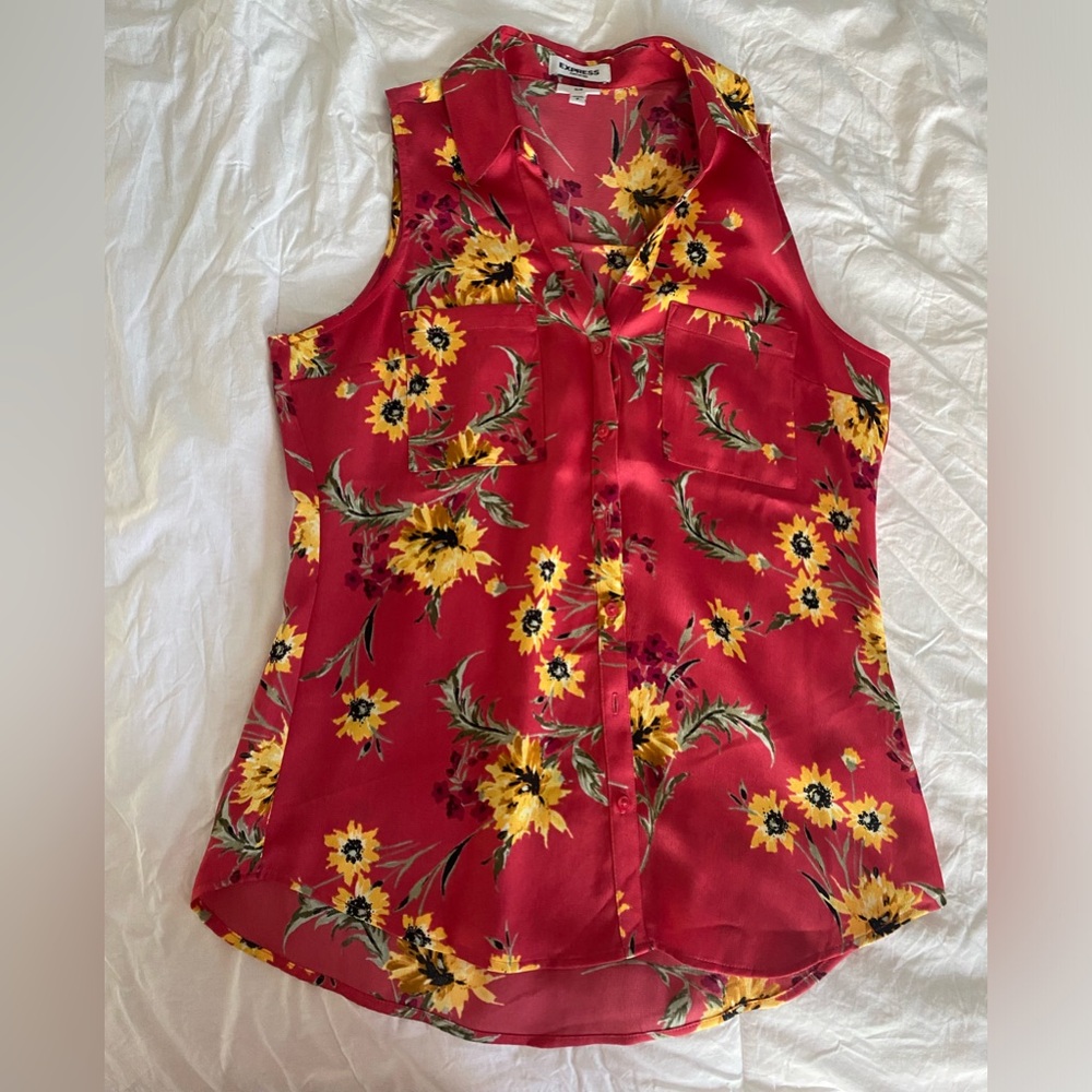 Sunflower print portafino blouse